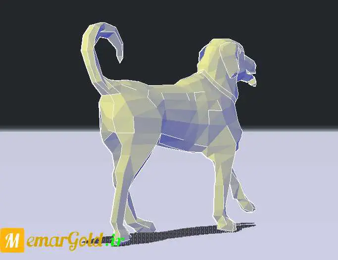 آبجکت سه بعدی سگ در اتوکد 
