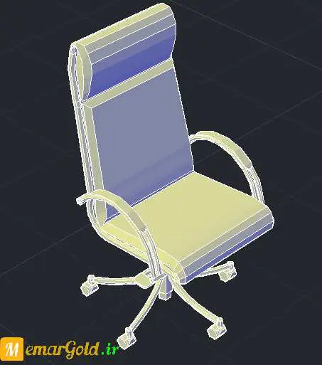 دانلود آبجکت سه بعدی صندلی اداری چرخدار در اتوکد